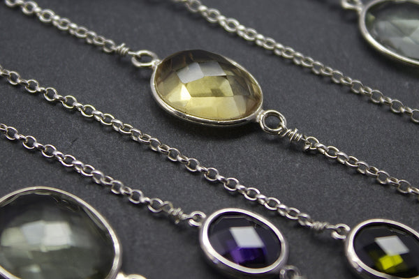 Chain with semi-precious stones set in silver