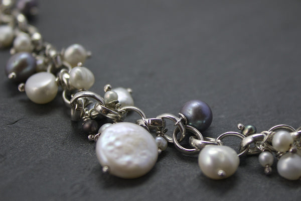 Necklace with coin freshwater pearls