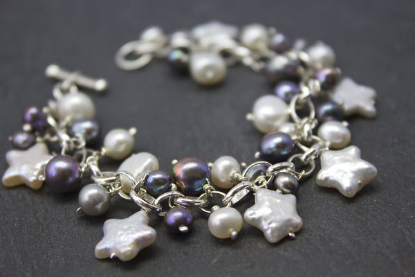 Bracelet with star freshwater pearls