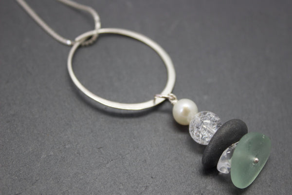 Sally Napier Jewellery Hand-crafted Pendant With Slate And Sea