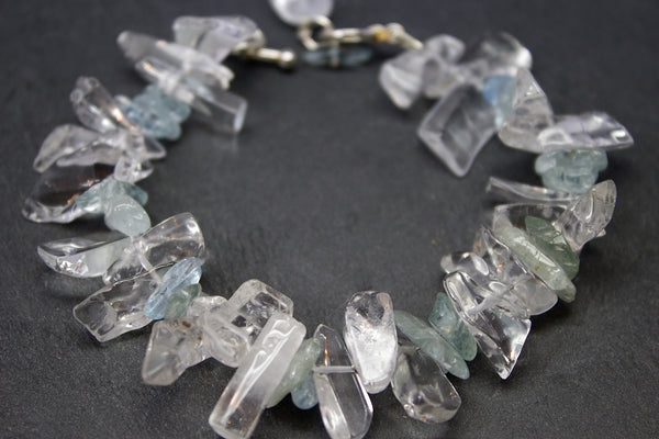 Bracelet with aquamarine and rock crystals