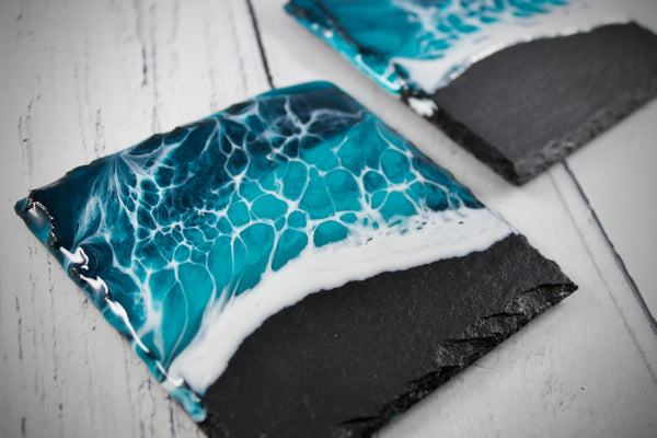 Tidal seascape slate coasters