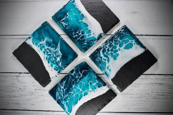 Tidal seascape slate coasters