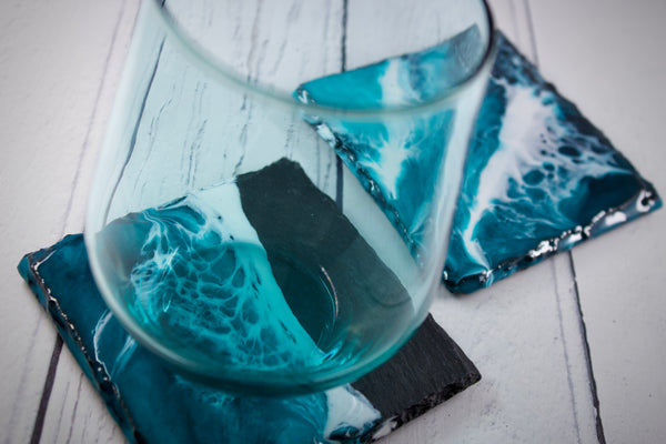 Tidal seascape slate coasters