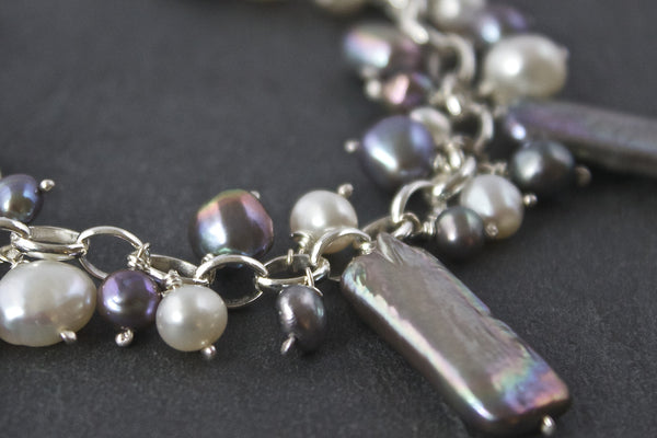 Bracelet with grey rectangular freshwater pearls