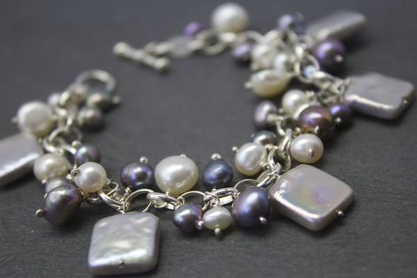 Bracelet with square freshwater pearls
