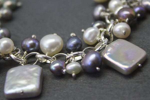 Bracelet with square freshwater pearls