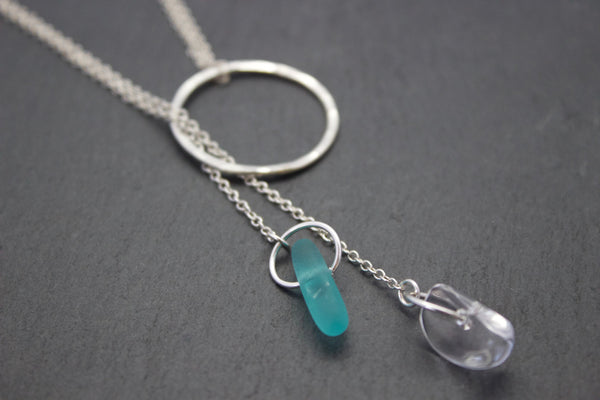 Necklace with rock crystal and sea glass